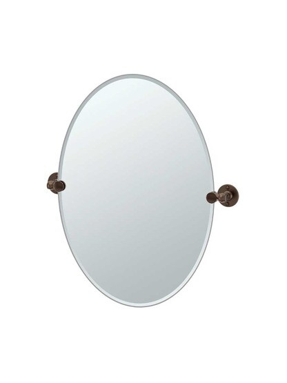 Caf√© Frameless Oval Bathroom Mirror - 19 1/2 inch x 26 1/2 inch in Oil-Rubbed Bronze.
